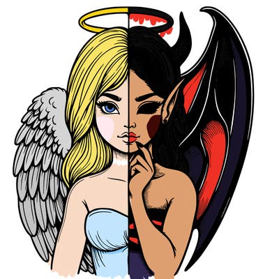 realistic angel half demon