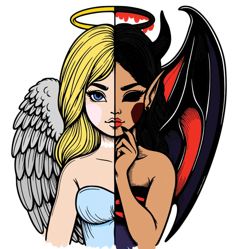 realistic angel half demon