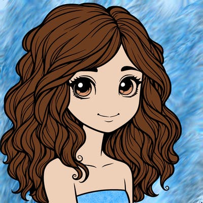 realistic girl with wavy hair