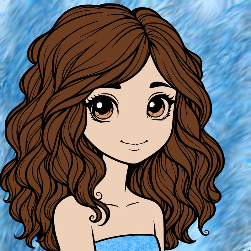 realistic girl with wavy hair