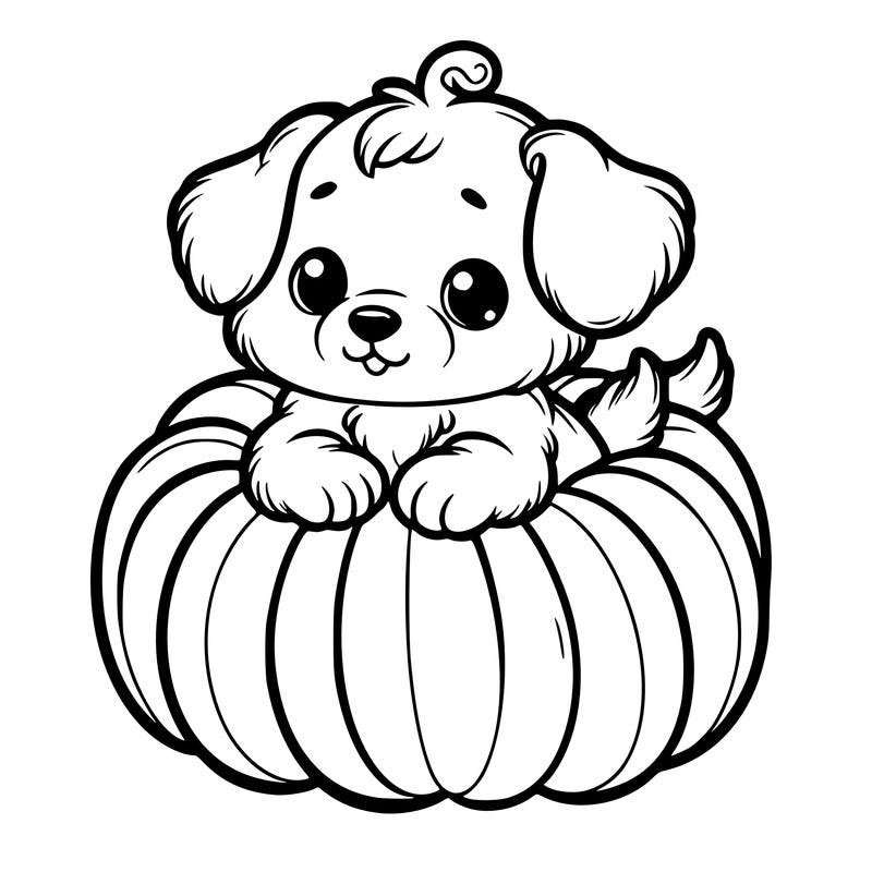 cute little puppy in a pumpkin