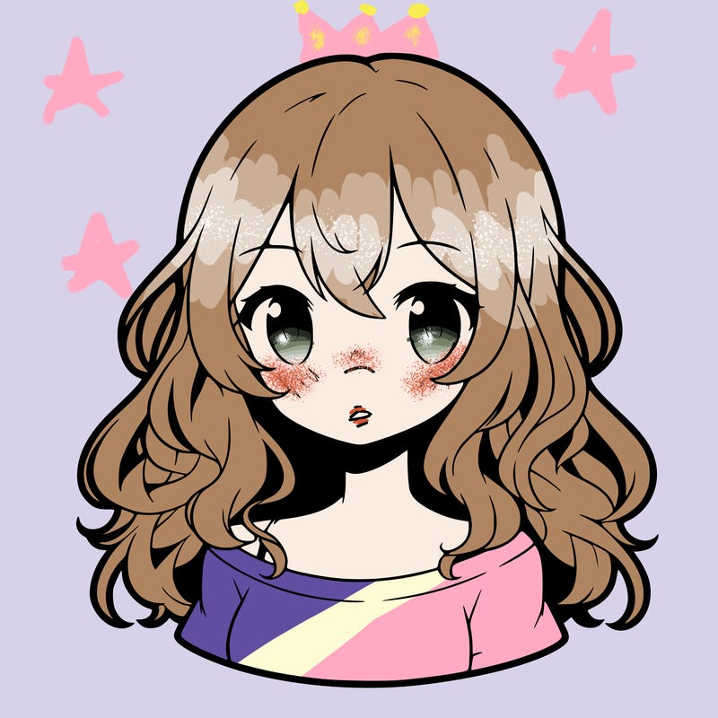 white anime girl with medium wavy hair