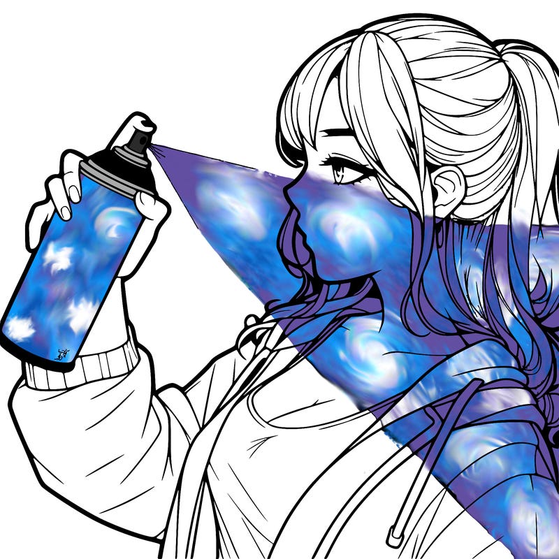 a realistic girl spray, painting
