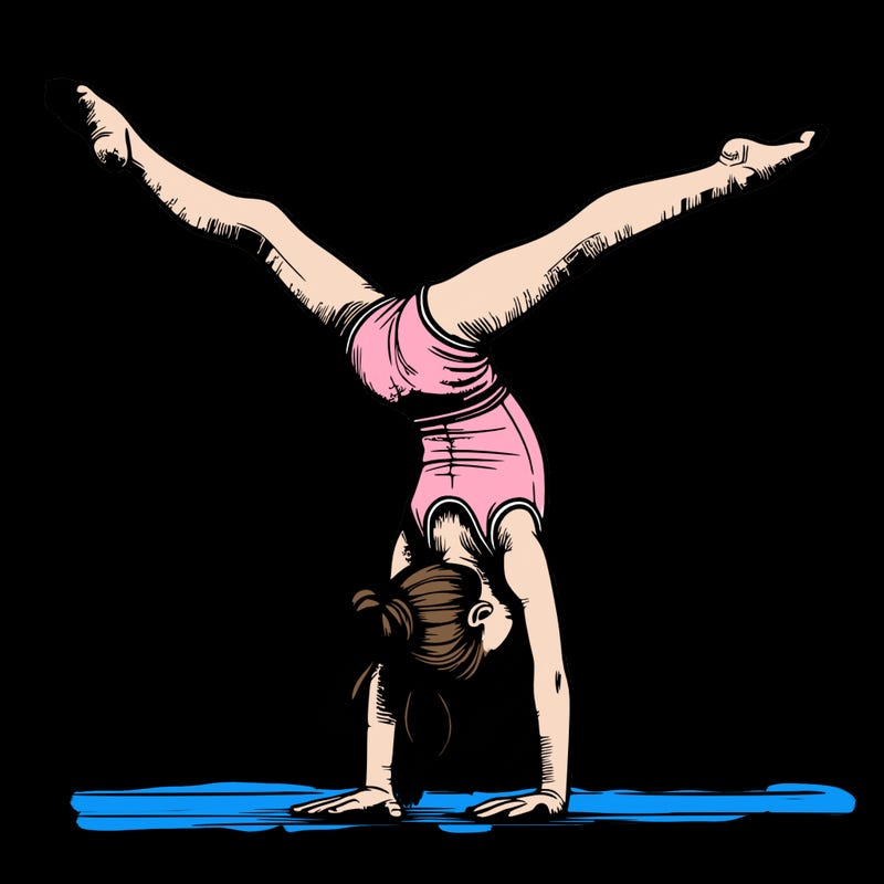 realistic gymnastic hand stand girl in four splits
