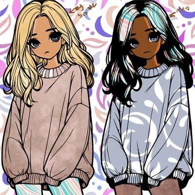 realistic girl with baggy sweater