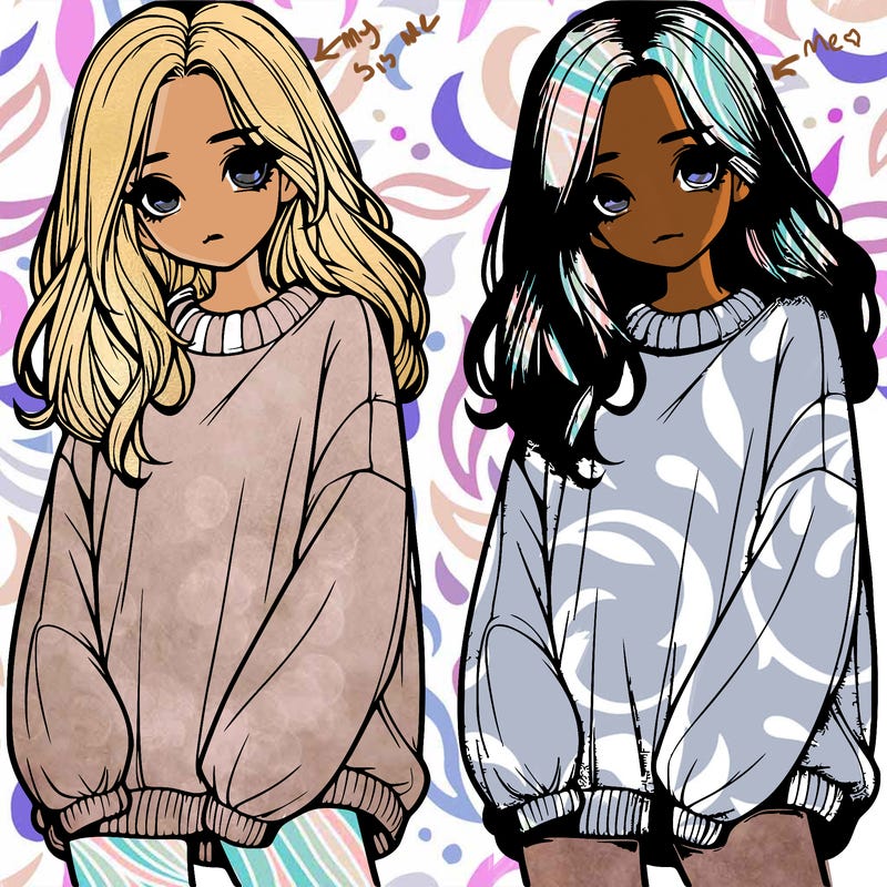 realistic girl with baggy sweater