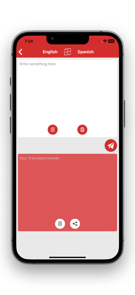 Spanish English Translators - Spanish English translation app interface showing text input and output areas on iPhone