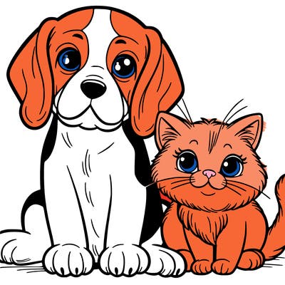 beagle and cat