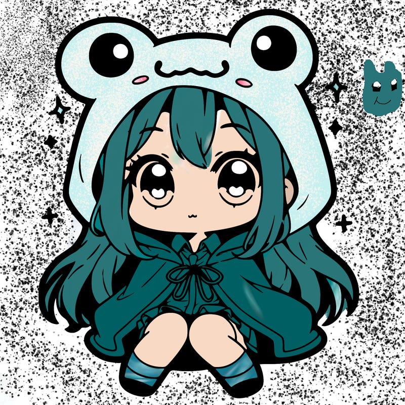 chibi girl with frog hoodie