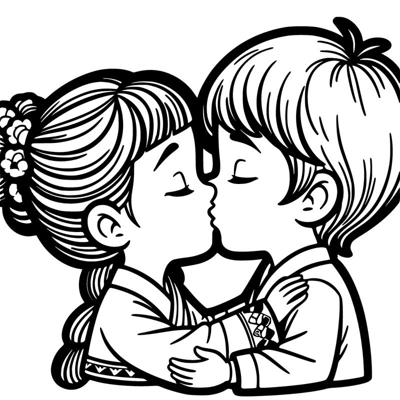 boy and girl kissing