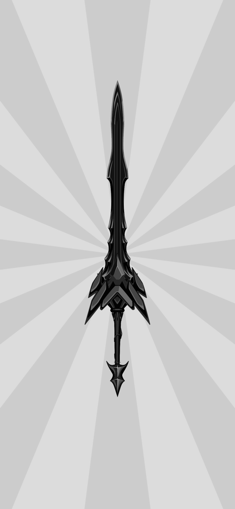 sword maker : Weapon Avatar - A sleek black fantasy sword design with a jagged hilt on a radiating grey background