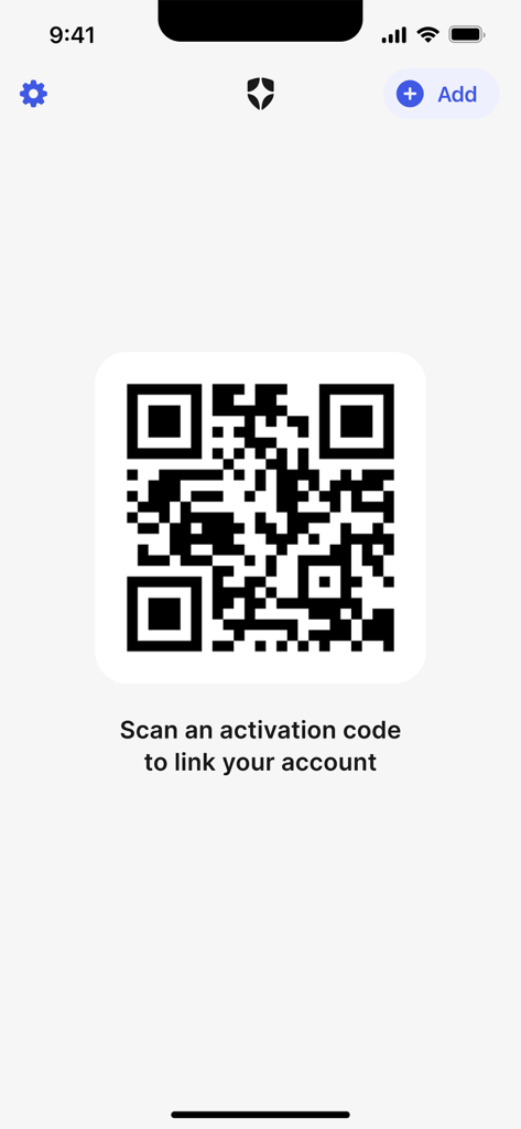 Auth0 Guardian - Auth0 Guardian app screen displaying a QR code to link a new account