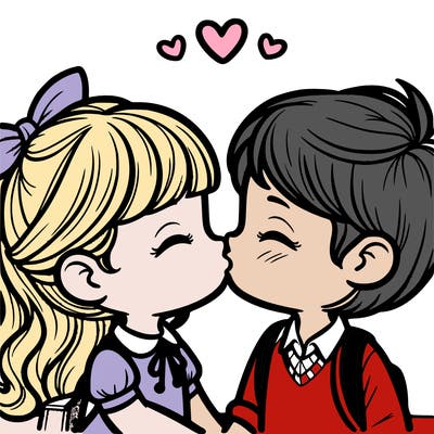 boy and girl kissing