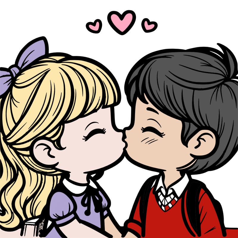 boy and girl kissing
