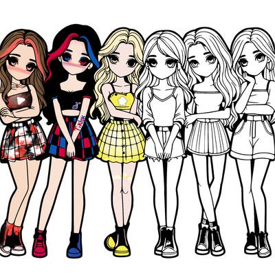 a group of girls realistic