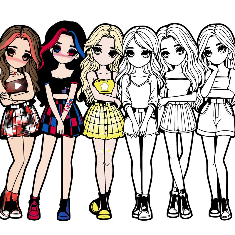 a group of girls realistic