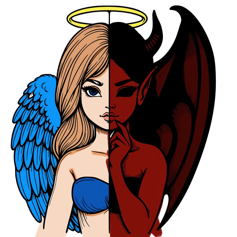 realistic angel half demon