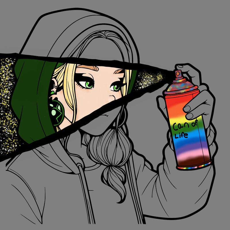 a realistic girl, spray painting