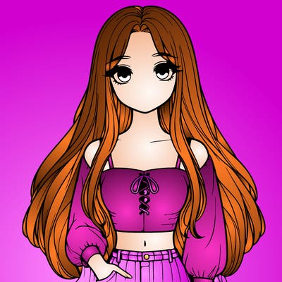 realistic girl with long hair and cute crop top