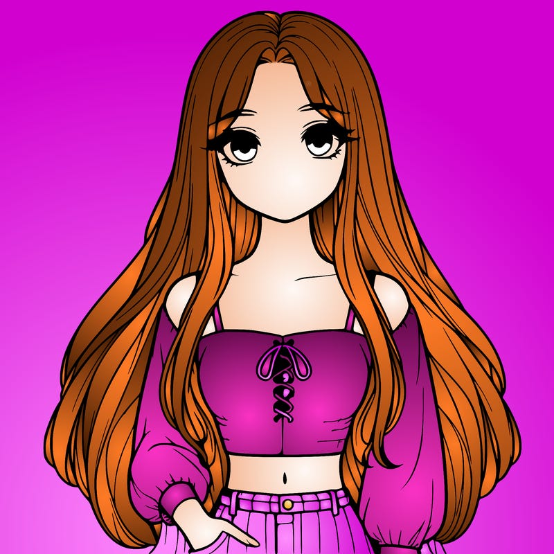 realistic girl with long hair and cute crop top