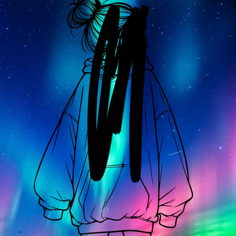 realistic girl with a oversized sweatshirt on and a bun