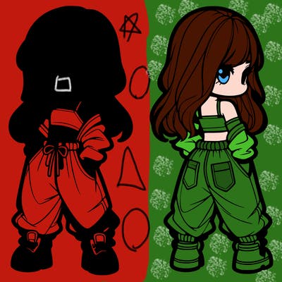 girl in crop top and baggy pants