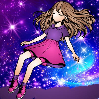 realistic girl floating