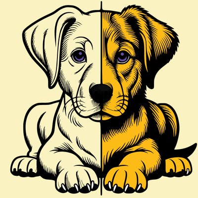 realistic dog split picture