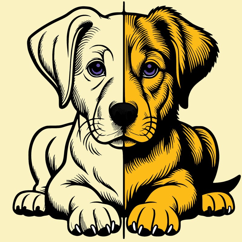 realistic dog split picture