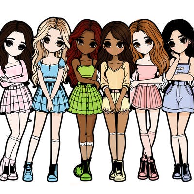 a group of girls realistic
