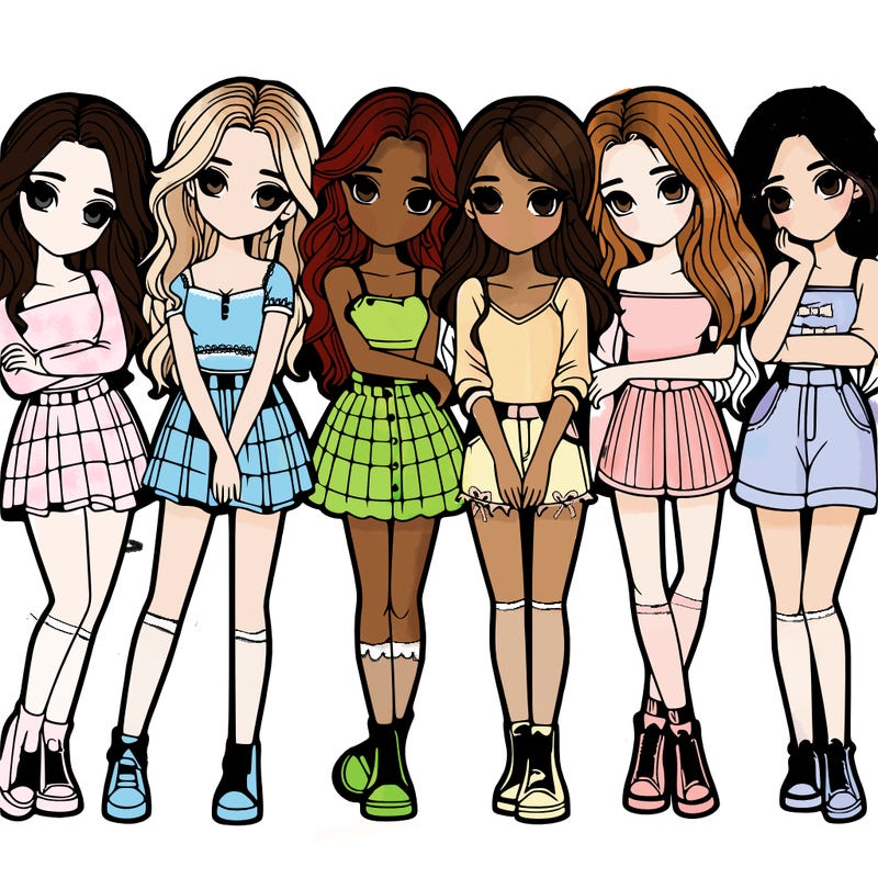a group of girls realistic