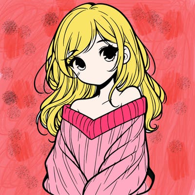 shy pretty girl wearing a sweater that is falling off one shoulder portrait