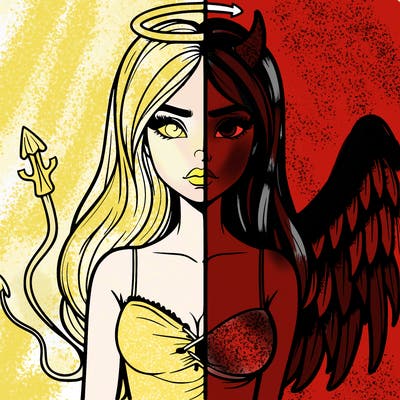 devil vs angel realistic girl