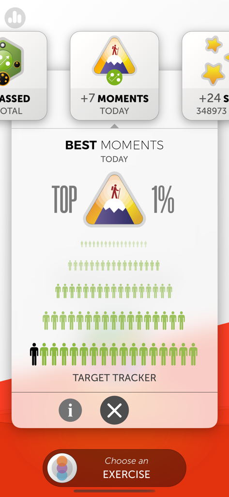 BrainHQ app screen showing user performance in the top one percent