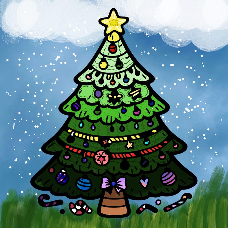 christmas tree with lots of details