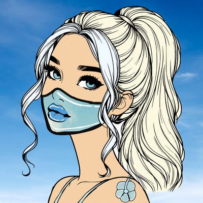 realistic girl with a ponytail on her hair and lips