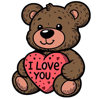 teddy bear holding an i love you heart