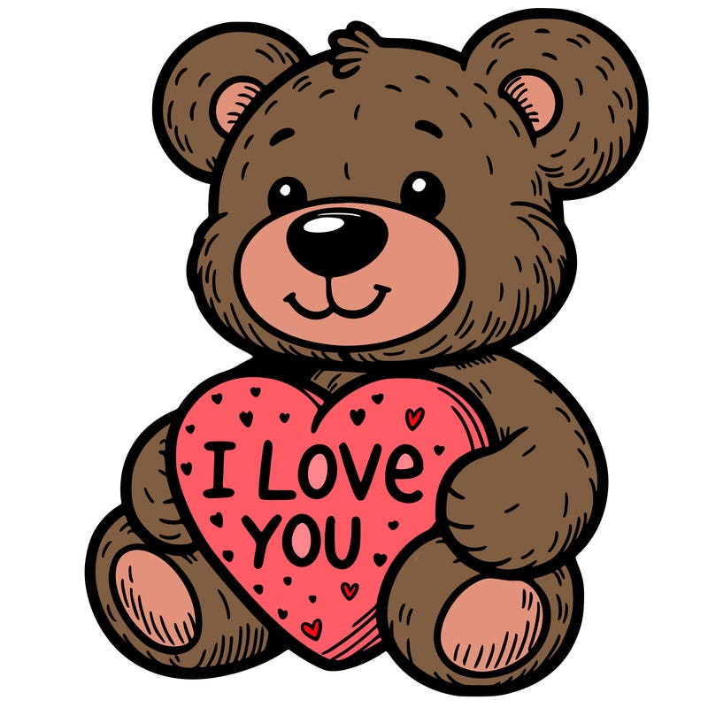 teddy bear holding an i love you heart