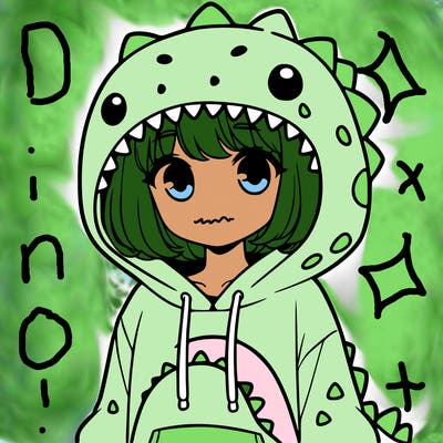 girl with dinosaur hoodie