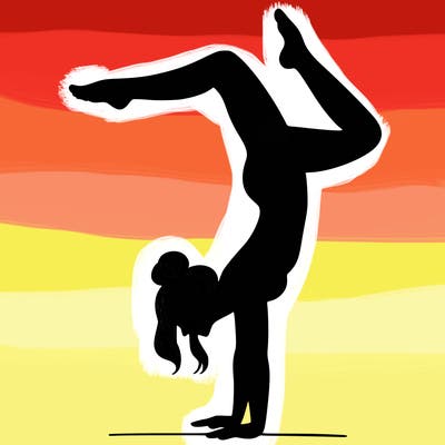 a woman doing a handstand
