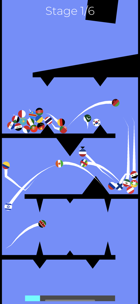 Marble Race Ultimate - Country flag marbles racing through obstacles in Marble Race Ultimate stage