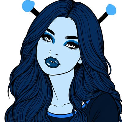 realistic girl with hair on her hair and lips