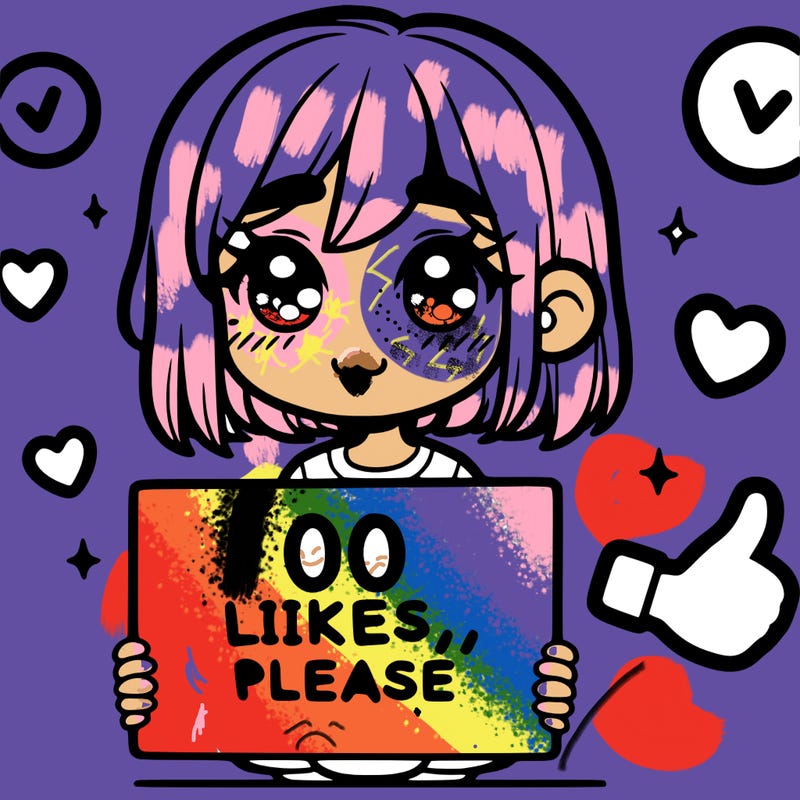 a girl with a sign saying 100 likes, please