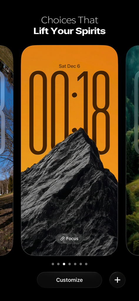 MWall – 4K Vertical Wallpapers - A minimalist 4K vertical mountain wallpaper with an orange sky displayed on an iPhone lock screen