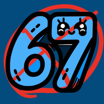the numbers 67