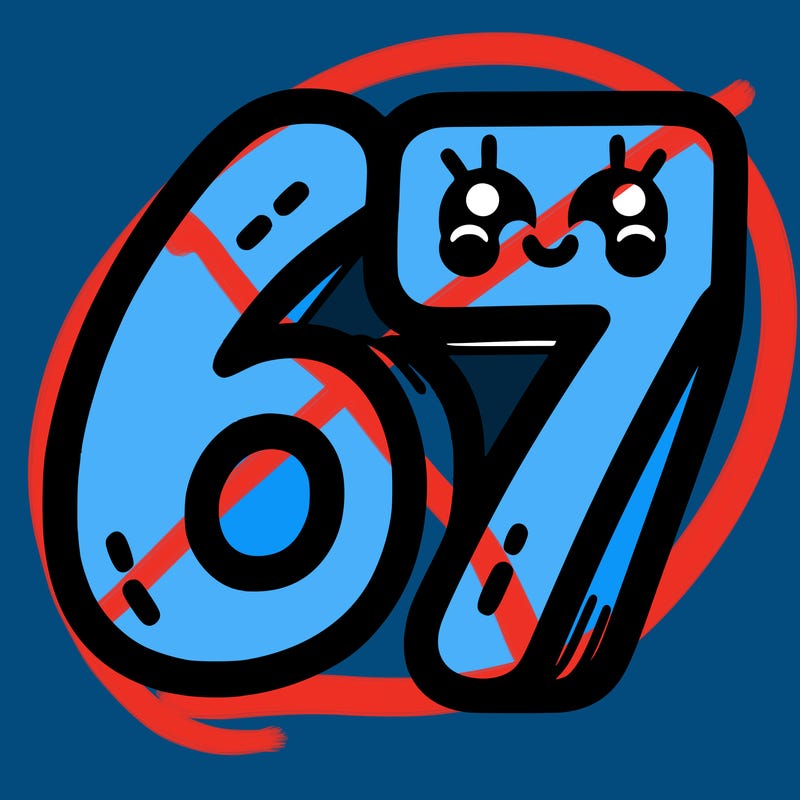 the numbers 67