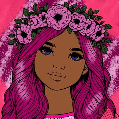 realistic girl with flower crown