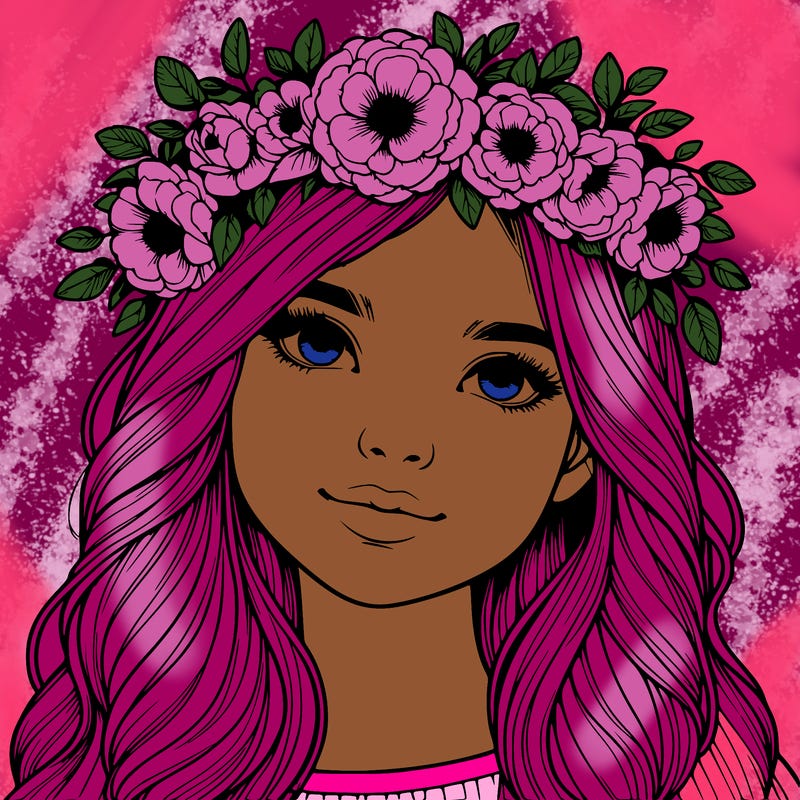 realistic girl with flower crown