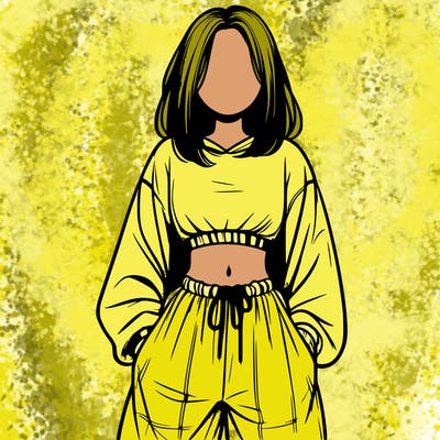 realistic girl faceless with baggy pants and a crop top