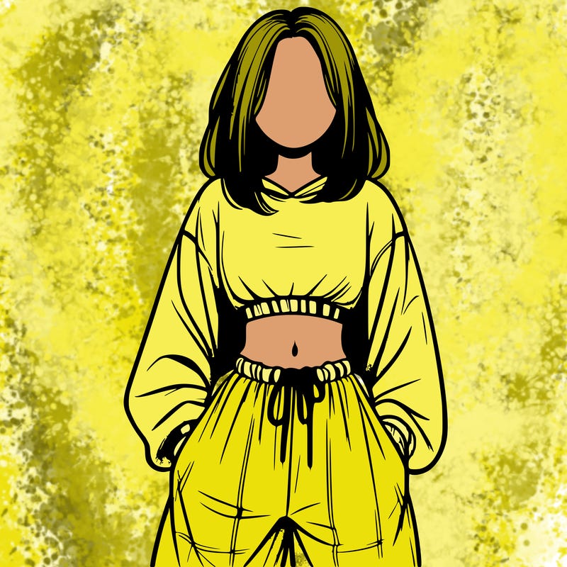 realistic girl faceless with baggy pants and a crop top